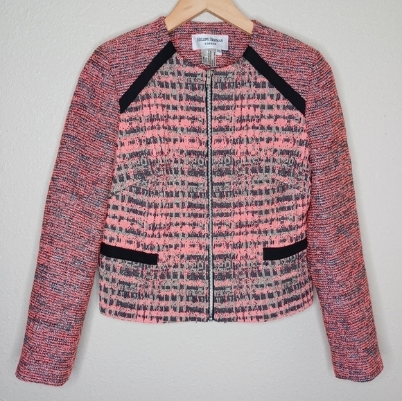 Helene Berman London Gray Black Pink Tweed Jacket XS - Picture 1 of 5
